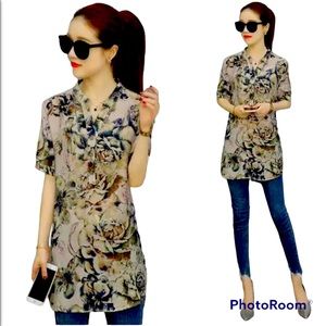 ** NEW ** Women’s Summer Fashion Printed Chiffon Blouse